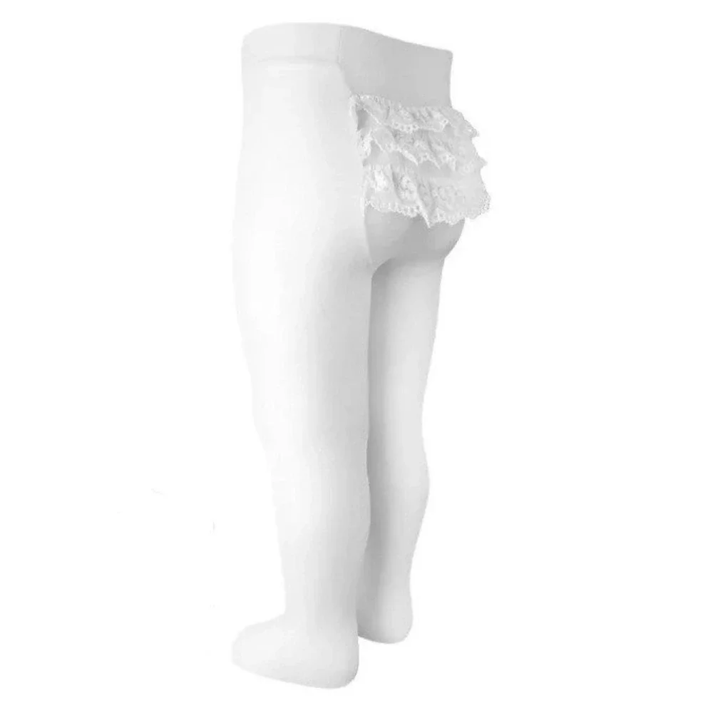 Cariomagno White Lace Bottom Microfiber Tights 2 Pair White SZ 00 Ivory SZ 2